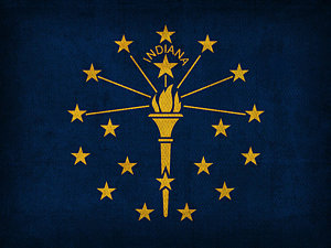 Wall Art - Mixed Media - Indiana State Flag Art On Worn Canvas by Design Turnpike