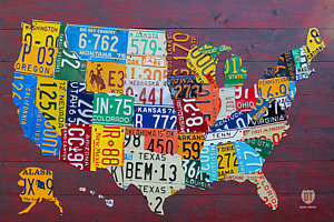 Wall Art - Mixed Media - License Plate Map Of The United States by Design Turnpike