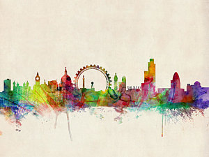 Wall Art - Digital Art - London Skyline Watercolour by Michael Tompsett