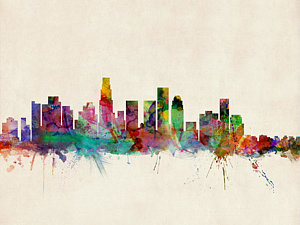City Scenes Wall Art - Digital Art - Los Angeles City Skyline by Michael Tompsett