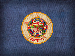 Wall Art - Mixed Media - Minnesota State Flag Art On Worn Canvas by Design Turnpike
