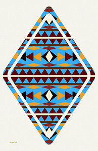 Wall Art - Mixed Media - Navajo Blue Pattern Art by Christina Rollo