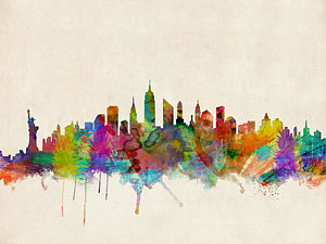 City Scenes Wall Art - Digital Art - New York City Skyline by Michael Tompsett