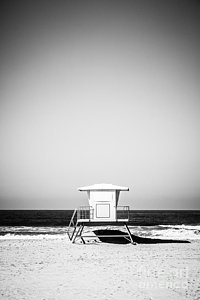 Wall Art - Photograph - Orange County Lifeguard Tower Black And White Picture by Paul Velgos