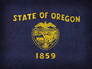 Wall Art - Mixed Media - Oregon State Flag Art On Worn Canvas by Design Turnpike