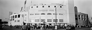 Wall Art - Photograph - People Outside A Baseball Park, Old by Panoramic Images
