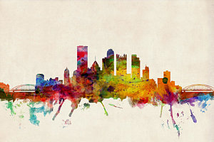Wall Art - Digital Art - Pittsburgh Pennsylvania Skyline by Michael Tompsett