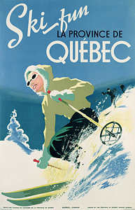 Wall Art - Drawing - Poster Advertising Skiing Holidays In The Province Of Quebec by Canadian School