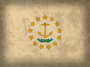 Wall Art - Mixed Media - Rhode Island State Flag Art On Worn Canvas by Design Turnpike