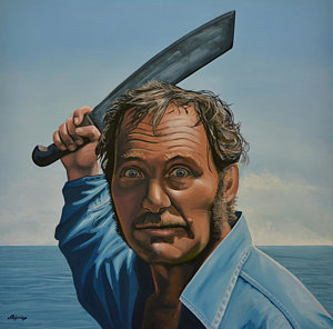 Wall Art - Painting - Robert Shaw In Jaws by Paul Meijering