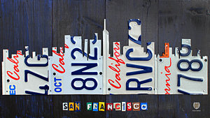 Wall Art - Mixed Media - San Francisco California Skyline License Plate Art by Design Turnpike