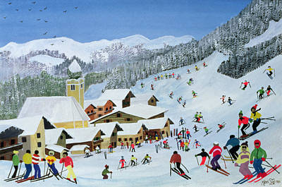 Wall Art - Painting - Ski Whizzz by Judy Joel