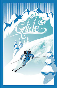 Sports Wall Art - Painting - Slide And Glide Retro Ski Poster by Sassan Filsoof