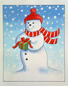 Wall Art - Painting - Snowmans Christmas Present by Lavinia Hamer