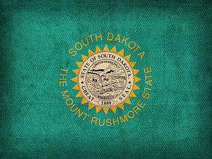 Wall Art - Mixed Media - South Dakota State Flag Art On Worn Canvas by Design Turnpike