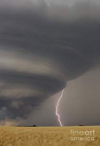 Wall Art - Photograph - Supercell Thunderstorm With Lightning by Jon Davies