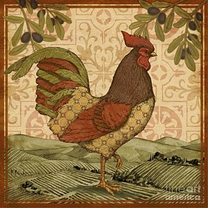 Wall Art - Painting - Tuscan Rooster II Square by Paul Brent