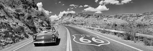 Wall Art - Photograph - Vintage Car Moving On The Road, Route by Panoramic Images