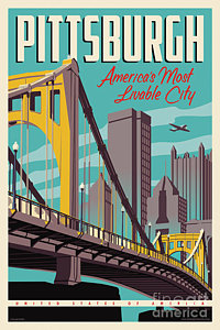 Wall Art - Digital Art - Vintage Style Pittsburgh Travel Poster by Jim Zahniser