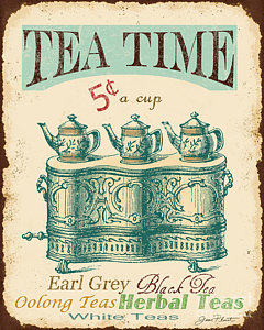 Wall Art - Digital Art - Vintage Tea Time Sign by Jean Plout