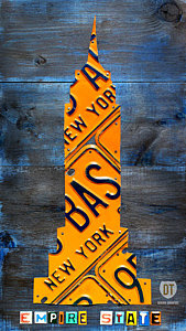 Wall Art - Mixed Media - Empire State Building Nyc License Plate Art by Design Turnpike