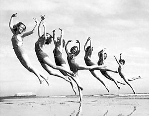Wall Art - Photograph - Graceful Line Of Beach Dancers by Underwood Archives