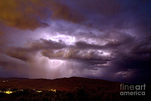 Wall Art - Photograph - Lightning Strikes During A Thunderstorm by David R Frazier and Photo Researchers