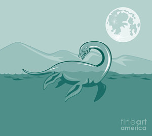Wall Art - Digital Art - Loch Ness Monster Retro by Aloysius Patrimonio