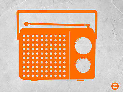 Wall Art - Drawing - Orange Transistor Radio by Naxart Studio