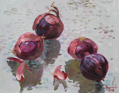 Wall Art - Painting - Red Onions by Ylli Haruni