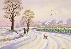 Wall Art - Painting - Walk In The Snow by Lavinia Hamer