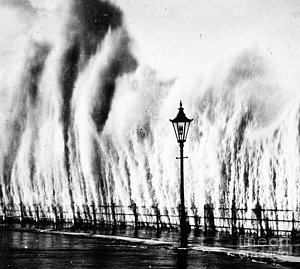 Wall Art - Photograph - Waves Smashing Seawall, 1938 by Science Source