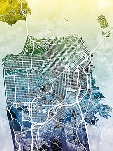 Wall Art - Digital Art - San Francisco City Street Map by Michael Tompsett