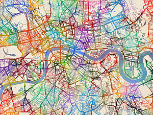 Wall Art - Digital Art - London England Street Map by Michael Tompsett