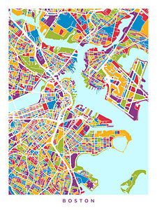 Wall Art - Digital Art - Boston Massachusetts Street Map by Michael Tompsett