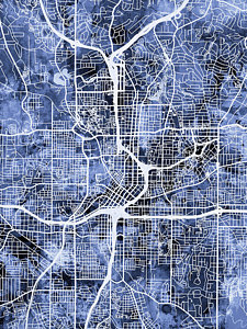 Wall Art - Digital Art - Atlanta Georgia City Map by Michael Tompsett