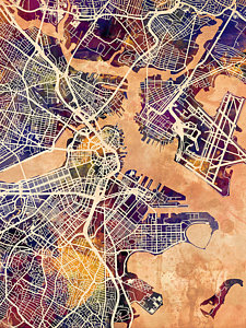Wall Art - Digital Art - Boston Massachusetts Street Map by Michael Tompsett