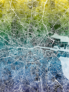 Wall Art - Digital Art - Dublin Ireland City Map by Michael Tompsett