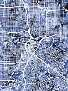 Wall Art - Digital Art - Houston Texas City Street Map by Michael Tompsett