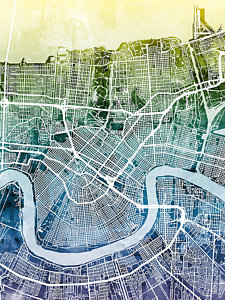 Wall Art - Digital Art - New Orleans Street Map by Michael Tompsett