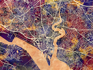 Wall Art - Digital Art - Southampton England City Map by Michael Tompsett