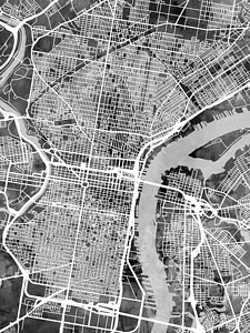 Wall Art - Digital Art - Philadelphia Pennsylvania Street Map by Michael Tompsett