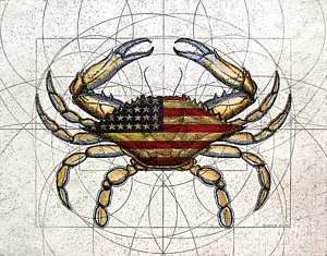 Wall Art - Mixed Media - 4th Of July Crab by Charles Harden