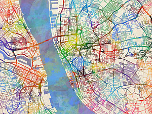 Wall Art - Digital Art - Liverpool England Street Map by Michael Tompsett
