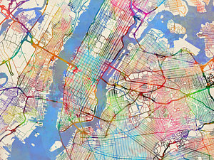 Wall Art - Digital Art - New York City Street Map by Michael Tompsett
