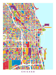 Wall Art - Digital Art - Chicago City Street Map by Michael Tompsett