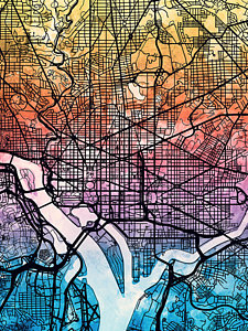 Wall Art - Digital Art - Washington Dc Street Map by Michael Tompsett