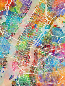 Wall Art - Digital Art - New York City Street Map by Michael Tompsett