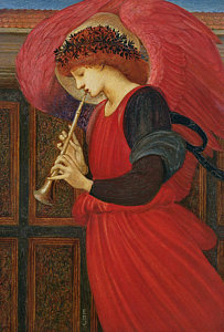 Wall Art - Painting - An Angel Playing A Flageolet by Sir Edward Burne-Jones