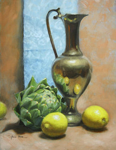 Wall Art - Painting - Artichoke And Lemons by Anna Rose Bain